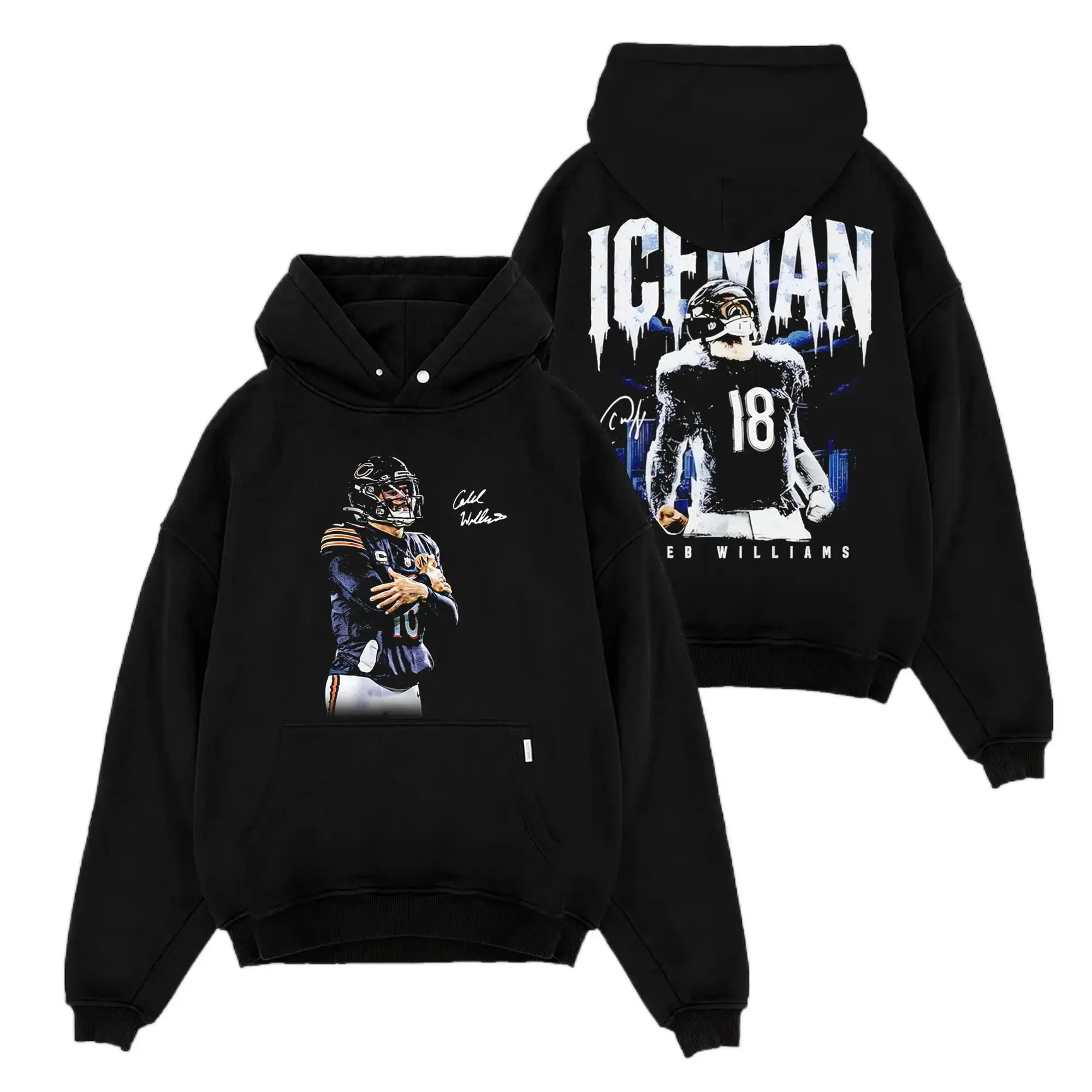 [Sale Up To 50%] Unisex Caleb Williams 18 V2 Premium Cotton Hoodie T-Shirt, Iceman Fans, Hoodie, King Caleb Sweatshirt, Bears Nation Fans, Sunday Football Shirt, Game Day Outfit