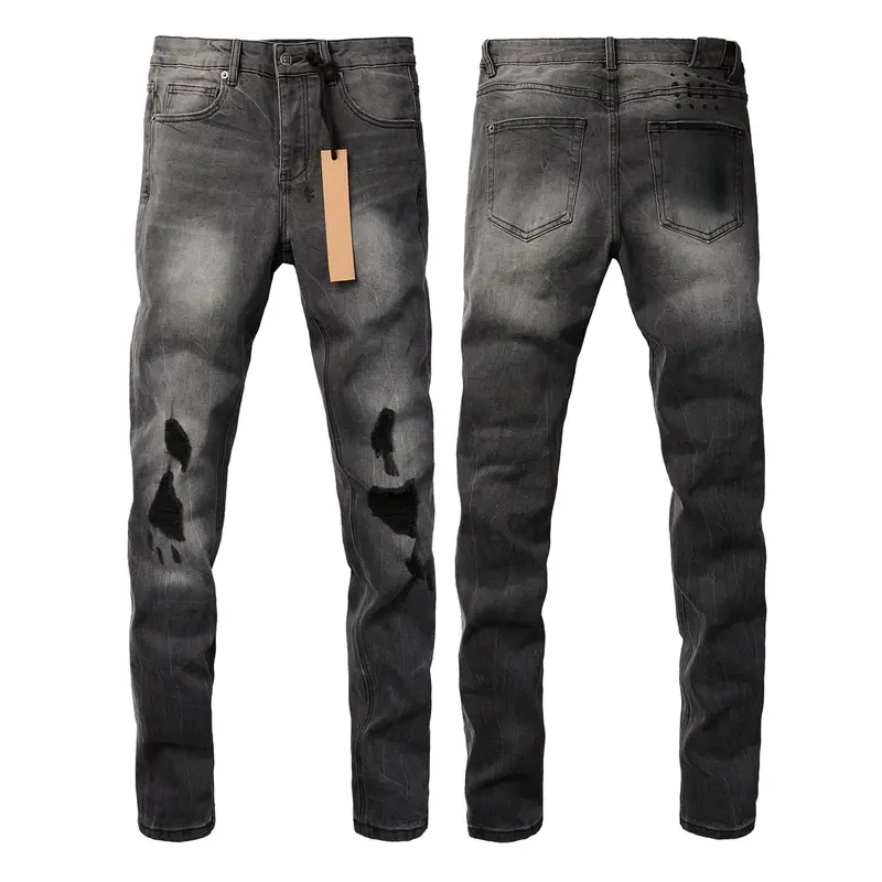 Men's Vintage School-Style Washed Distressed Ripped Slim Fit Casual Comfy Denim Trousers - Stretch, High-Quality, Below Knee Leisure Jeans with Pocket, All Season