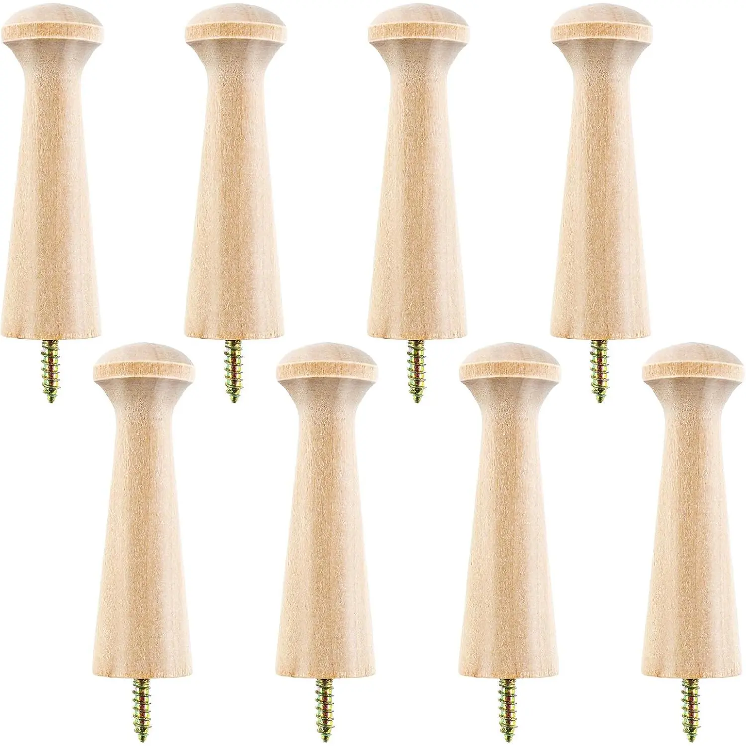 Xindojuz 8 count 3.3 Inch Wooden Shaker Pegs, Screw- Solid Wooden Wall Hooks Wooden Peg Long Unfinished  Shaker Pegs Drying Hook for  Clothes Hats  Bags Coats Towel Hook