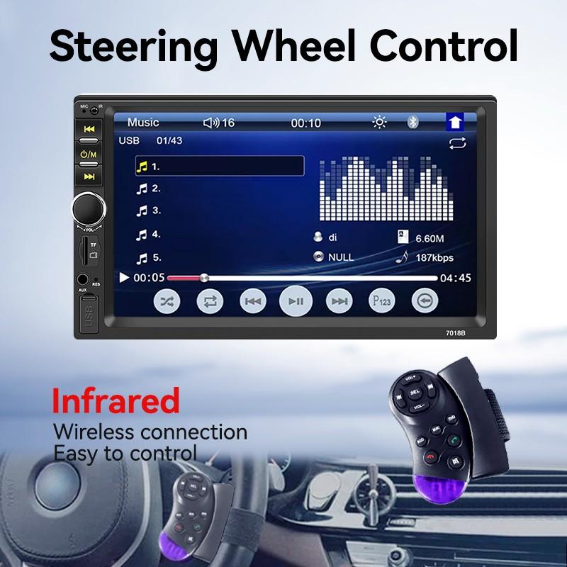 7 Inch 1 DIN Car Display with Wired Carplay Android Auto Bluetooth-compatible 5.0 Mirror Link, Supports Rear Camera USB TF Aux Fm 12V Adapter Radio, Car Video Player.