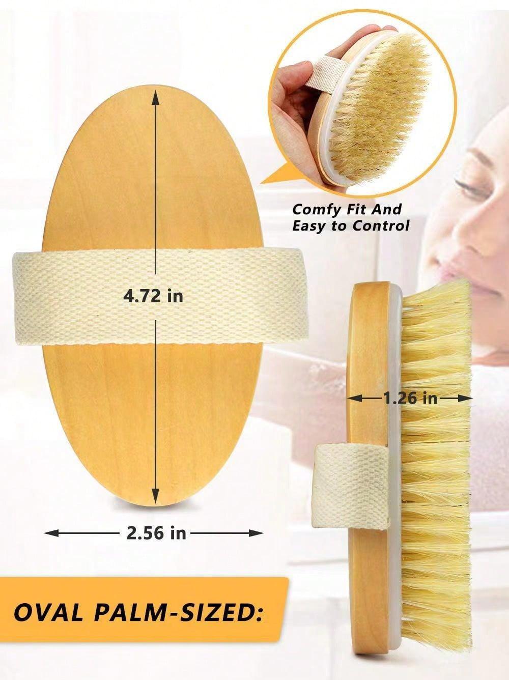 Multifunctional Pig Hair Handheld Brush, Oval Reeds Bristle Brush, Bath Brush, Shower Brush, Laundry Brush, Essential Cleaning Tool