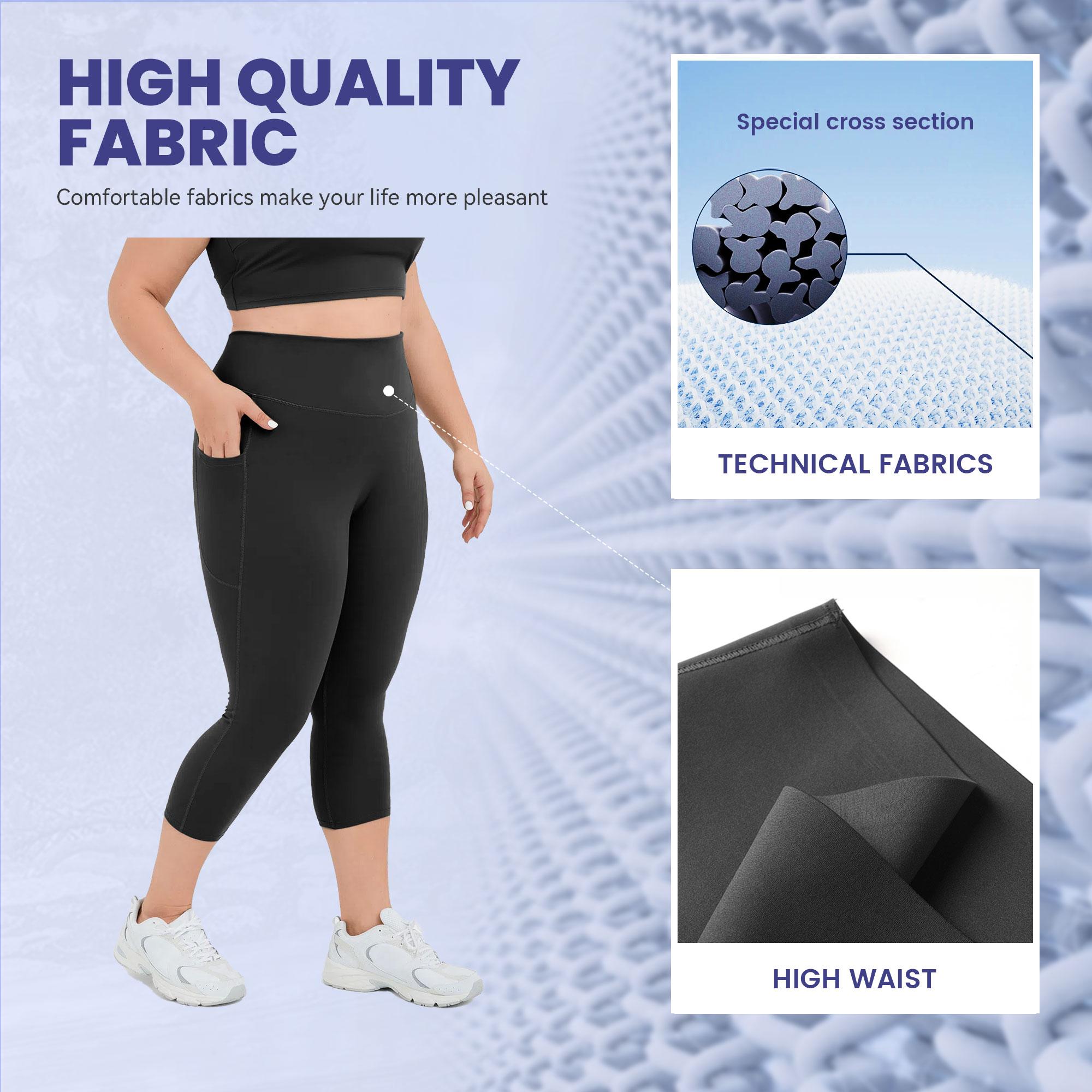 [Size up recommended] Viconow Women Tummy Control Capris Yoga Shorts for with Pockets - High Waist Bike Leggings for Workout