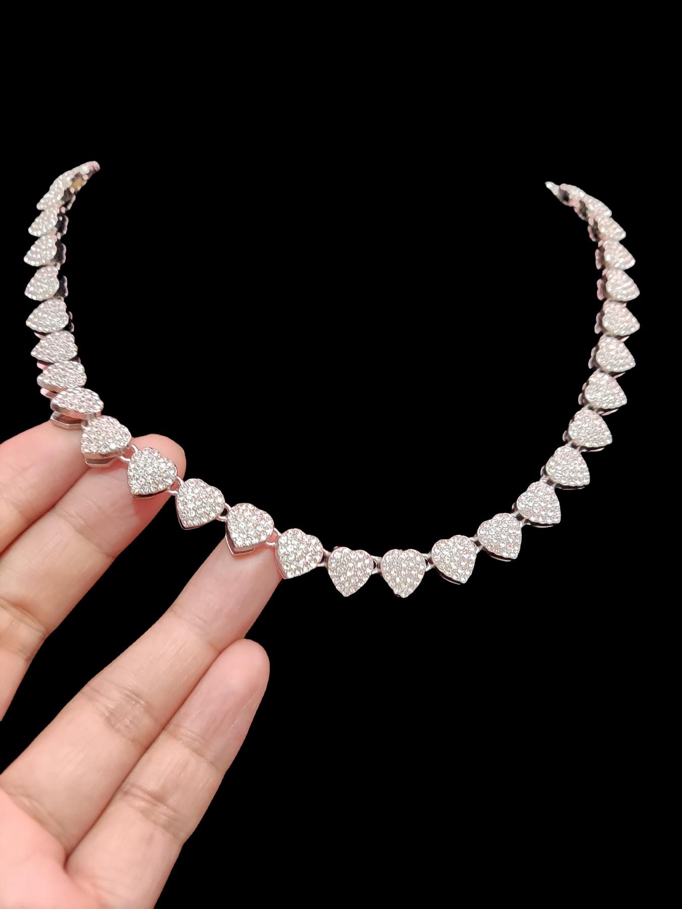 2Pieces/Set Women Heart Earrings & Necklace Set, Artificial Zircon Fashionable Jewelry Set, Street Style, All-Season Wear, Perfect Gift for Her