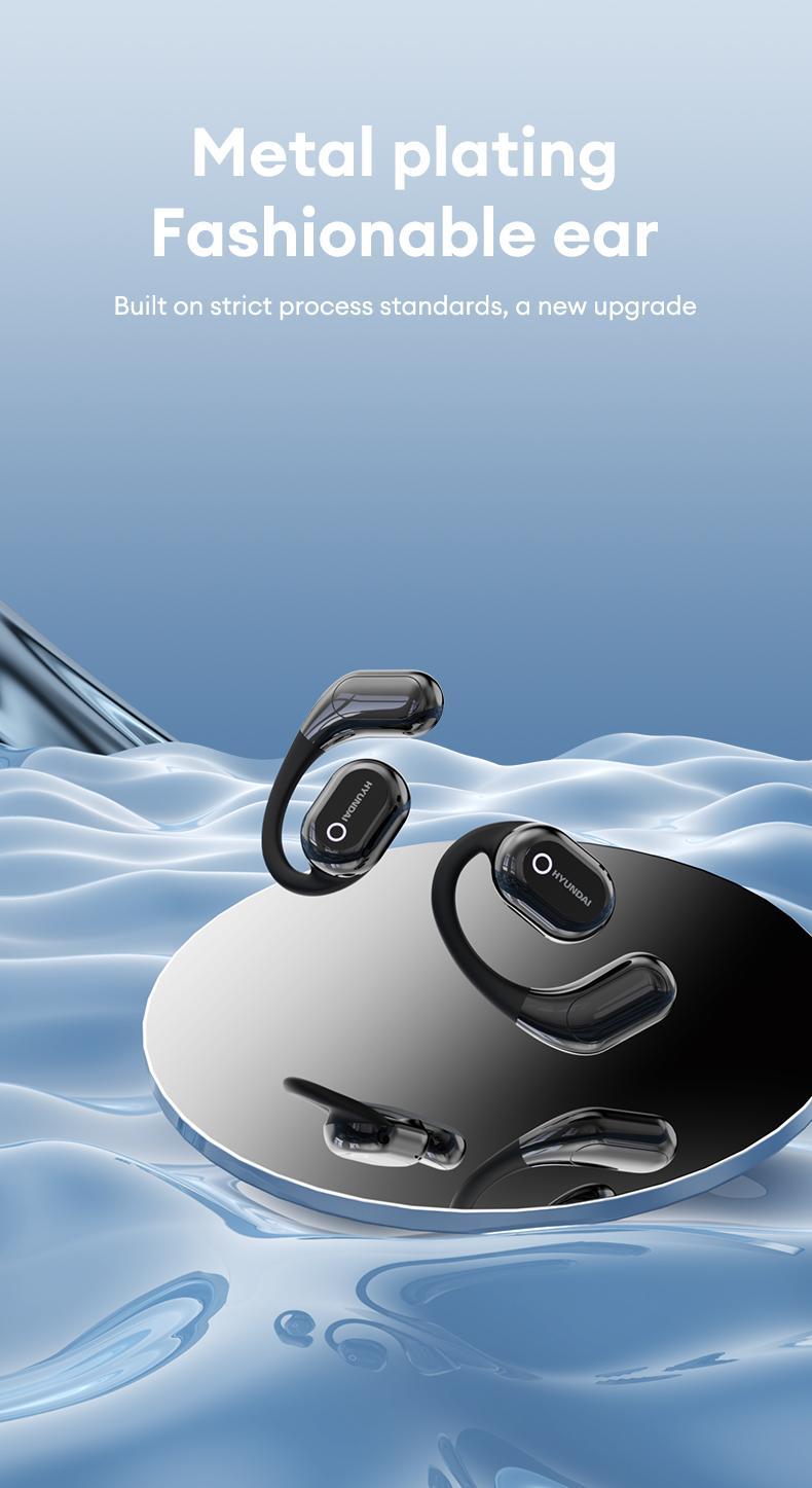 HYUNDAI Y16 OWS Open Ear Bluetooth Earbuds HIFI Sound Quality Music Wireless Earbuds Gaming with Low Latency Wireless Headphones IPX5 Waterprooof OWS Earphones Comfortable Wearing Earbuds Touch Control Built-in Mic Hearphones Compatible With All Phones