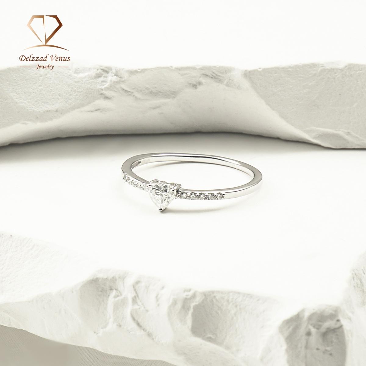 Delzzad Chic Iced Out Heart Ring Band D Color VVS Synthetic Moissanite S925 Women's Ring for Engagement, Wedding Anniversary & Valentine's Day Gifts