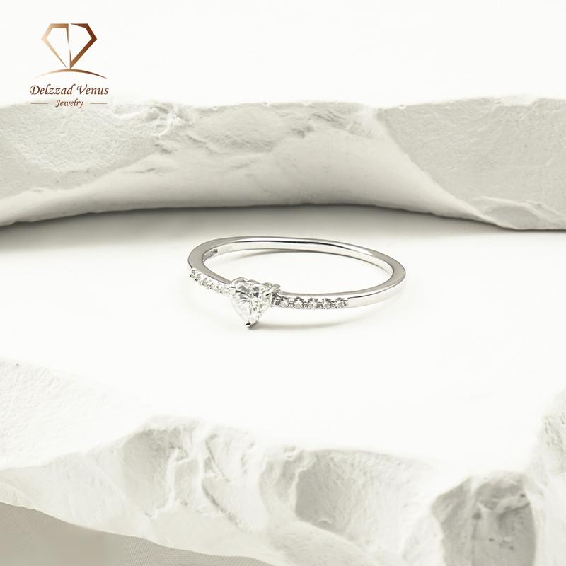 Delzzad Chic Iced Out Heart Ring Band D Color VVS Synthetic Moissanite S925 Women's Ring for Engagement, Wedding Anniversary & Valentine's Day Gifts