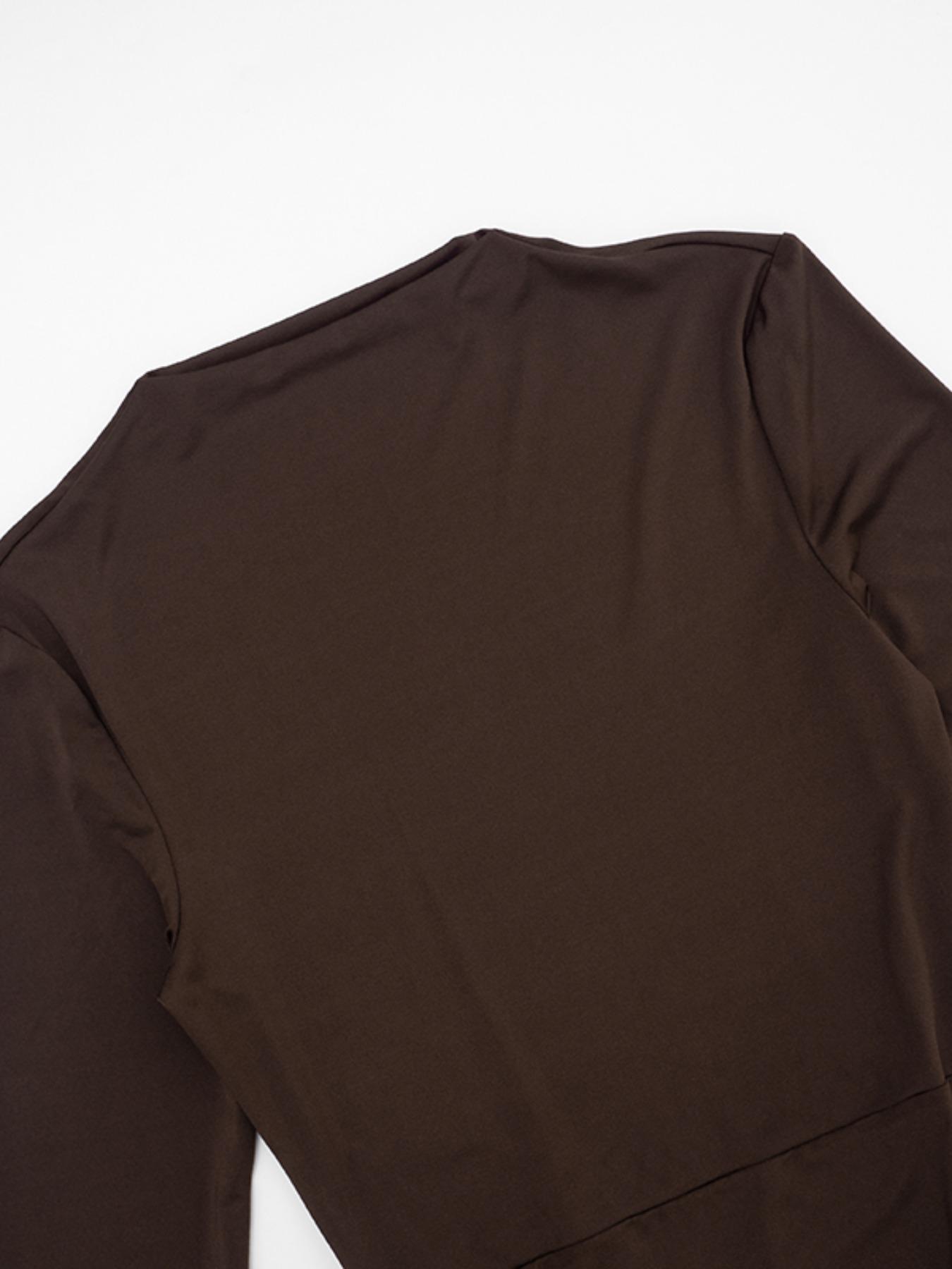 Elegant Women's Solid Color Ruched Dress, Spring & Fall Long Sleeve A-Line Gown, Perfect for Evening Events and Dates, Fit