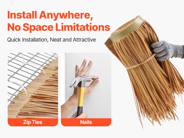 VEVOR Artificial Thatch Grass Roof, 1.3x3.2 ft Mexican Style Tiki Bar Hut Skirt Thatch Roofing Roll, Waterproof Fire-Resistant, Palapa Duck Blind Grass for Patio Pool Beach Hawaiian Party Dcor