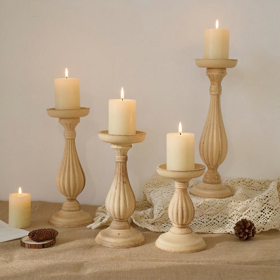 Vintage Roman Column Wooden Candle Holder, Raw Decorative Ornament, Rustic Style Photography Prop, Ideal for Home Décor