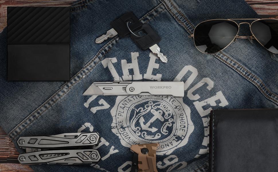 #SpringGlowUp WORKPRO 3-Count Quick Change Folding Pocket Utility Knife Set with Belt Clip