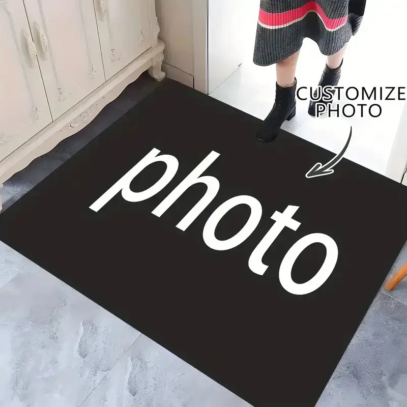 Customizable flannel floor mats ]Customizable flannel floor mat, 1-piece pack, personalized photo floor mat, personalized non-slip, reusable, machine washable, soft floor mat, fade-resistant floor mat, suitable for decorating entryways, bedrooms, living r