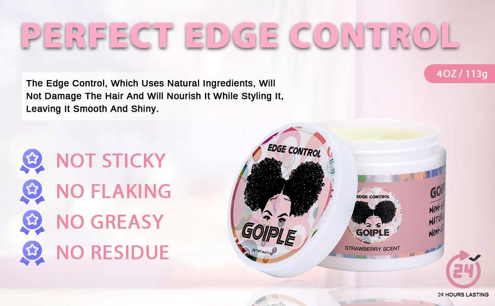 6 Count Edge Control Wax Stick - Strong Hold, Non-Greasy Styling Gel for Black Hair, No Flaking,  Haircare Smooth Organic Strawberry Portable Brush