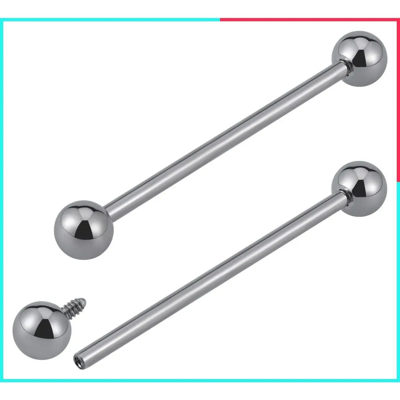 14G ASTM F136 Titanium Straight Barbell Rings - Internally Threaded Hypoallergenic Body Piercing Jewelry for Nipple, Tongue, Dimple & Industrial Piercings, Gift for Women & Men, Nickel Free, Lead Free
