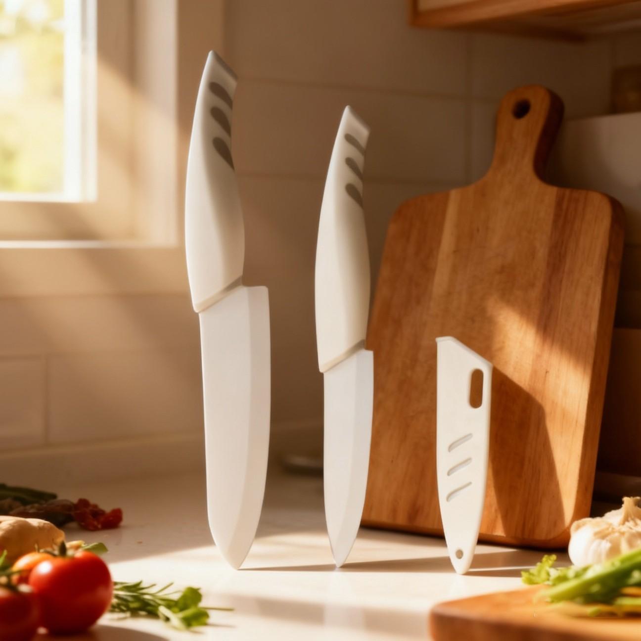 1/2 set of kitchen knives - ceramic knives, chef's knife, household sharp fruit knife, kitchen knife for cutting meat and vegetables, slicing knife for women, baby food knife set, with knife sheath, Kitchenware