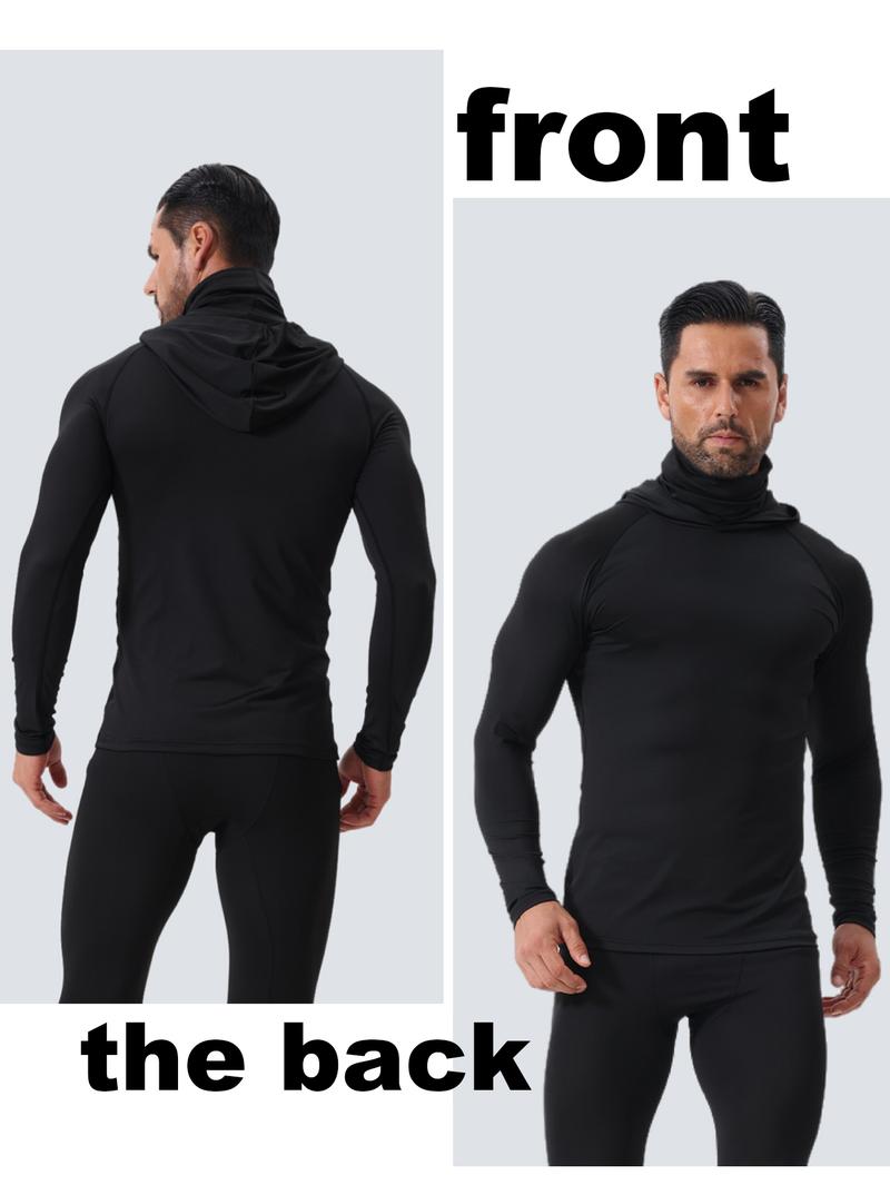 [Quick Dry Hoodies] 3 Men's Quick Drying Breathable Hoodies With Masks |   Long Sleeved T-shirt - Spring And Autumn Compression Sports Top - Enhance Your Workout Performance, It's A Gift