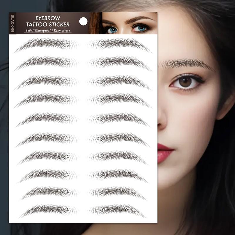 9 Pcs Waterproof Brow Temporary Tattoo Stickers, Eyebrow, Realistic Effect, Elegant, Long-Lasting, Easy Application and Removal, Ideal for Daily Makeup