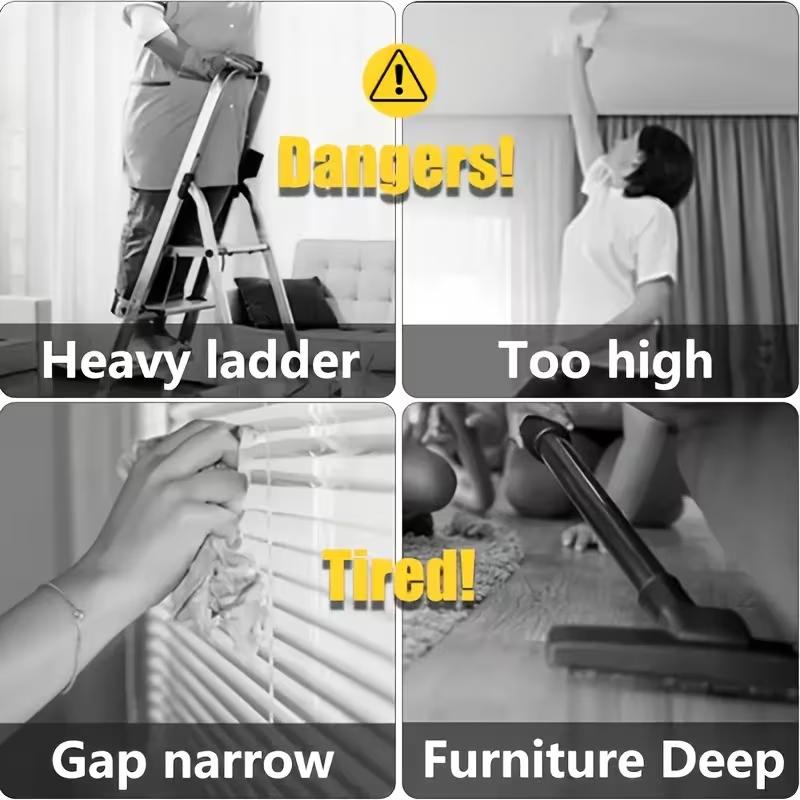 5pcs Heavy-Duty Telescopic Ceiling with Bendable Brush & Detachable - Adjustable Extension Pole (33.45” to 111.42”) for High- Floors, Wet/Dry Multi- Duster Suitable for, Ceiling Fans, Blinds, Car, Microfiber Ceiling Duster, Multisurface Dusters