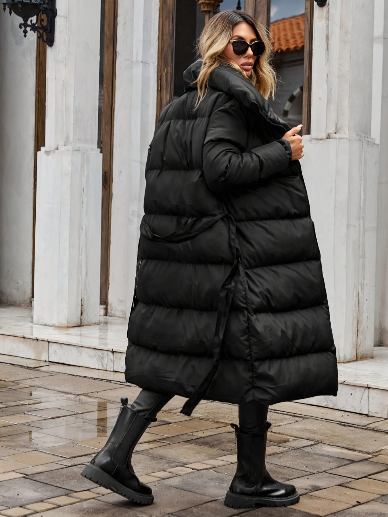Long Thick Coat for Curvy Women, Autumn Winter Warm Long Cotton Jacket 9809, Stylish and Comfortable Outerwear for Ladies