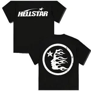 TLXT 100% Cotton Hell Star Pattern Double Sided Printed T-Shirt, High Quality Crew Neck Casual Short Sleeve Top for Spring & Summer