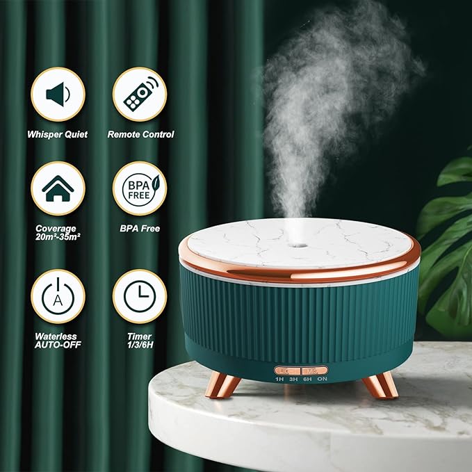 500ML Large Capacity Aromatherapy diffuser, Essential Oil Diffuser, Ultrasonic Aromatherapy Machine With 7 Color LED Lamp, With Remote Control, Cold Mist Humidifier, Timing Spray, Automatic Shutdown