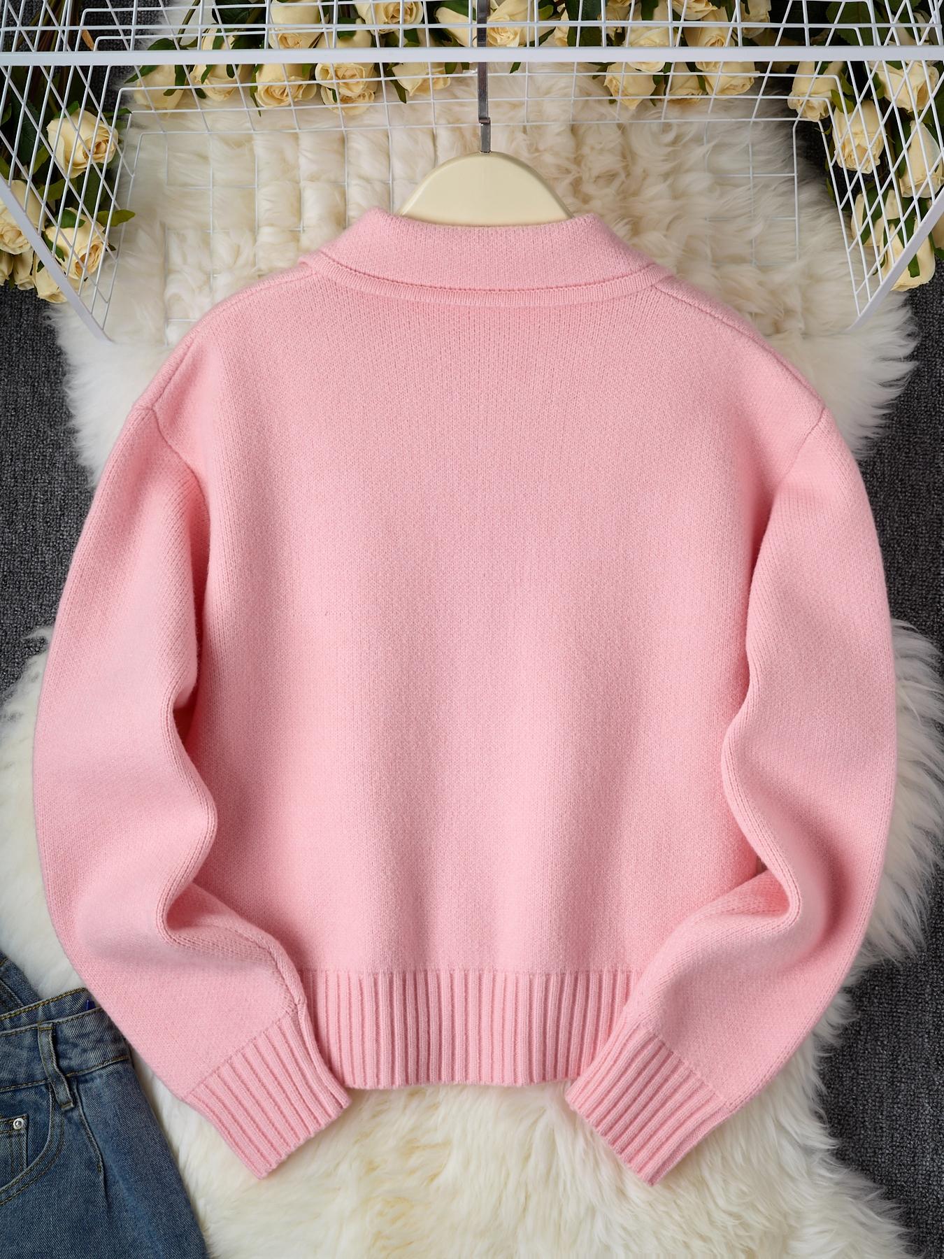 Elegant Women's Knit Cardigan, Short Sweater Coat, Lapel Collar, Ribbed Cuffs & Hem, Buttoned Design, Perfect for Fall & Winter