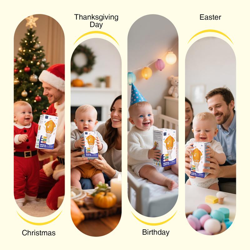 hahaland Dancing Squid Toy Baby Tummy Time Play Crawling Moving Rechargeable Wiggling Musical Funny Baby Girl Boy Birthday Dancing Octopus Baby Toy for 0-3-6-12 Monthes Baby Shower Gifts Toddler Toy Valentine's Day Easter Birthday Gift