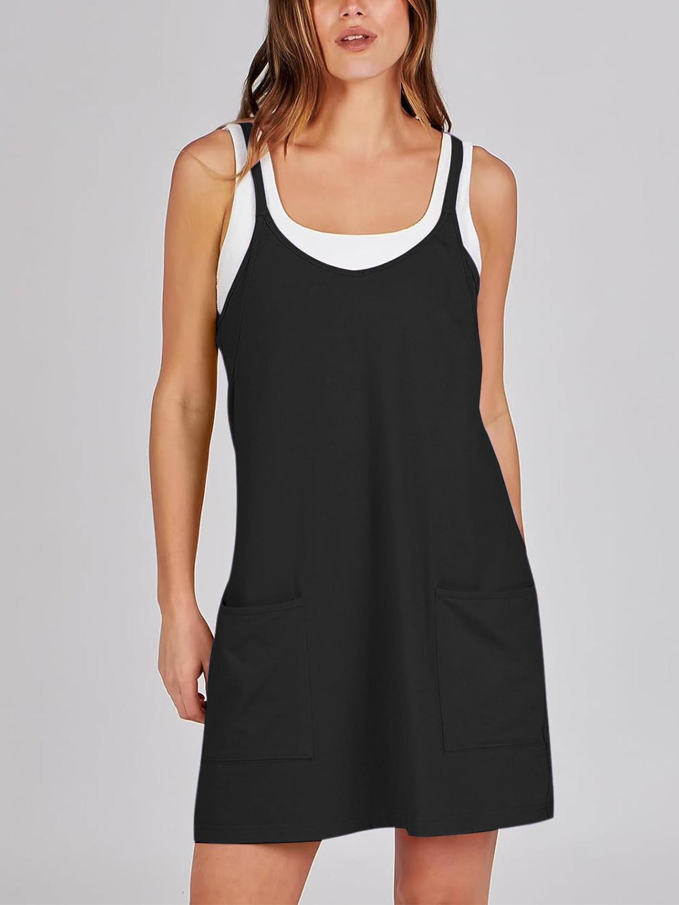 Women's Summer Mini Dress, Casual Athletic Tennis Dress with Shorts, Sleeveless Sporty Design, Perfect for Active Wear & Outdoor Activities