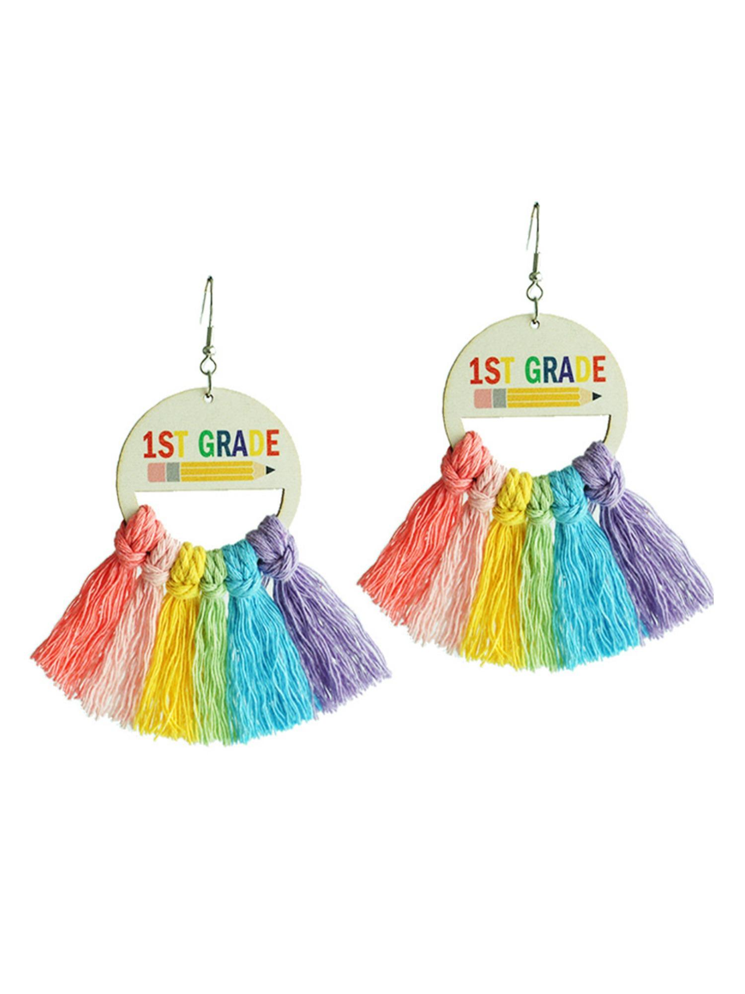 Colorful Braided Drop Earrings, Handmade Tassel Rainbow Jewelry, Perfect Gift for Teachers and Students, Elegant Back-To-School Accessories
