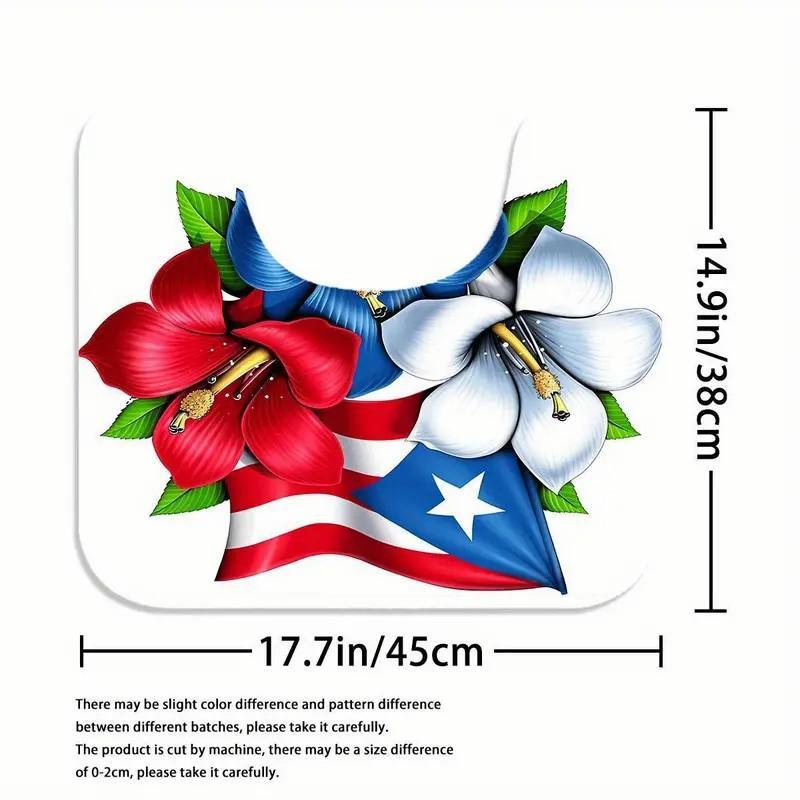 1/4pcs Puerto Rican flag pattern shower curtain set, includes non-slip mat, U-shaped rug, and toilet seat cover. Perfect for bathroom decoration, partitioning, and beautifying the space. Comes with 12 shower curtain hooks. Bathroom Decoration Accessories