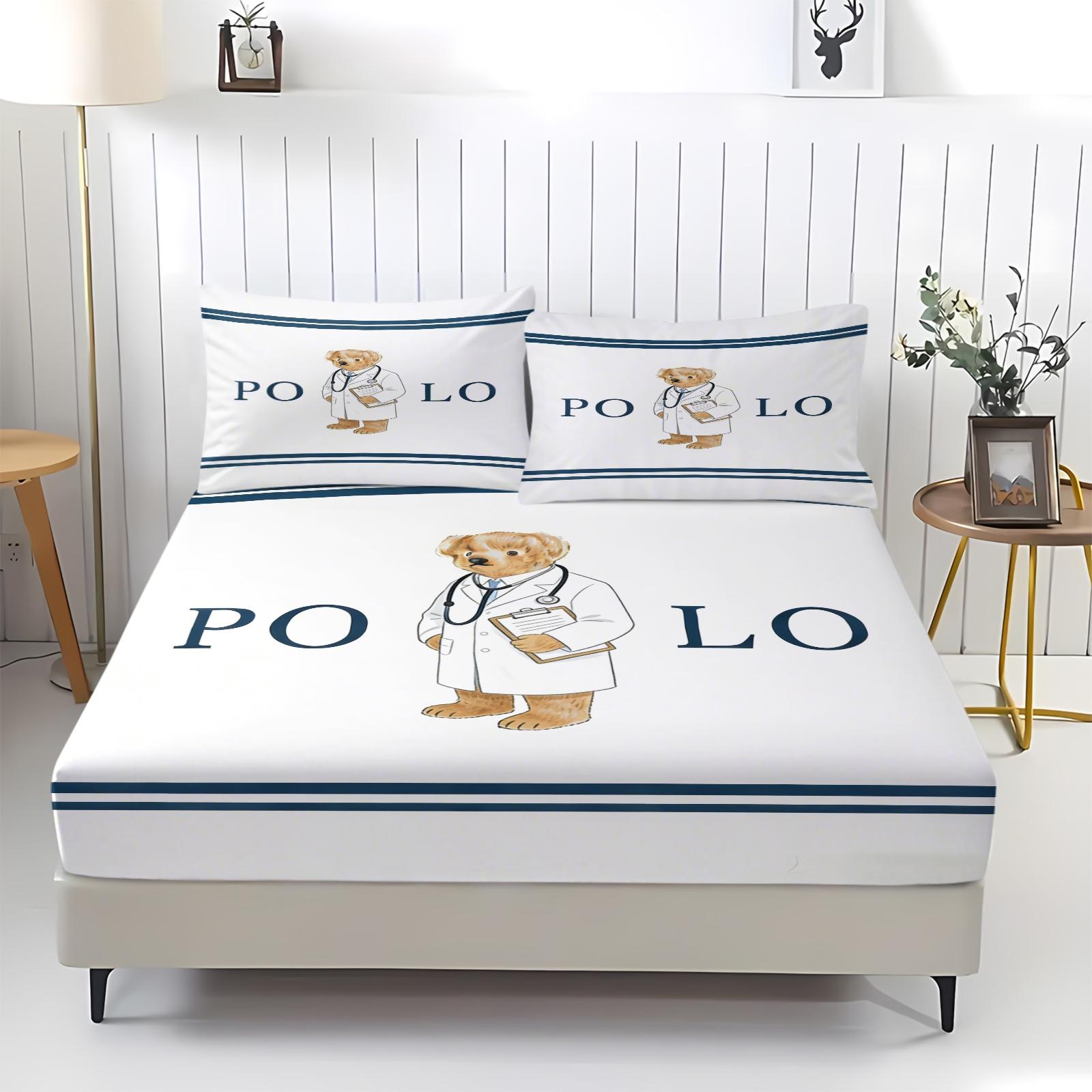 Teddy Bear Pattern Bed Sheet, Comfortable Printed Pattern, Includes 1 Bed Sheet and 2 Pillowcases, Comfortable Bedding, Non slip Dust Cover Suitable for Bedroom and Guest Room, Suitable as a Gift for Children or Adults, Bed Sheets Set