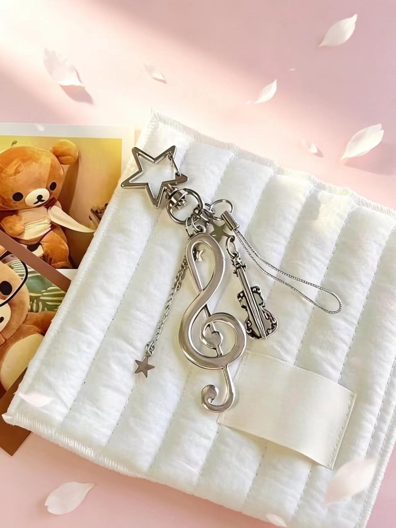 Lucky Star Melody Music Element Phone Chain Pendant, Alloy Material, Street Style, All Seasons, No Choking Hazard Warning