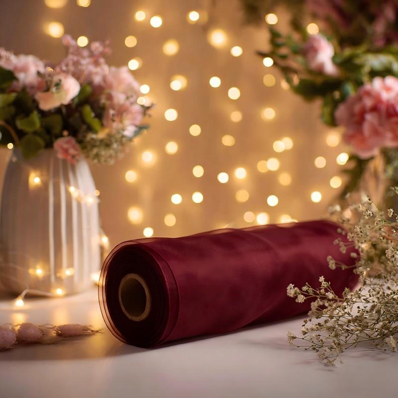 One roll, 12.6 inch/1969 inch extra-long burgundy tulle, suitable for wedding ceremonies, parties, holiday decorations, Wedding arch backdrop, decorative arches/tables/ceilings, hanging decorations