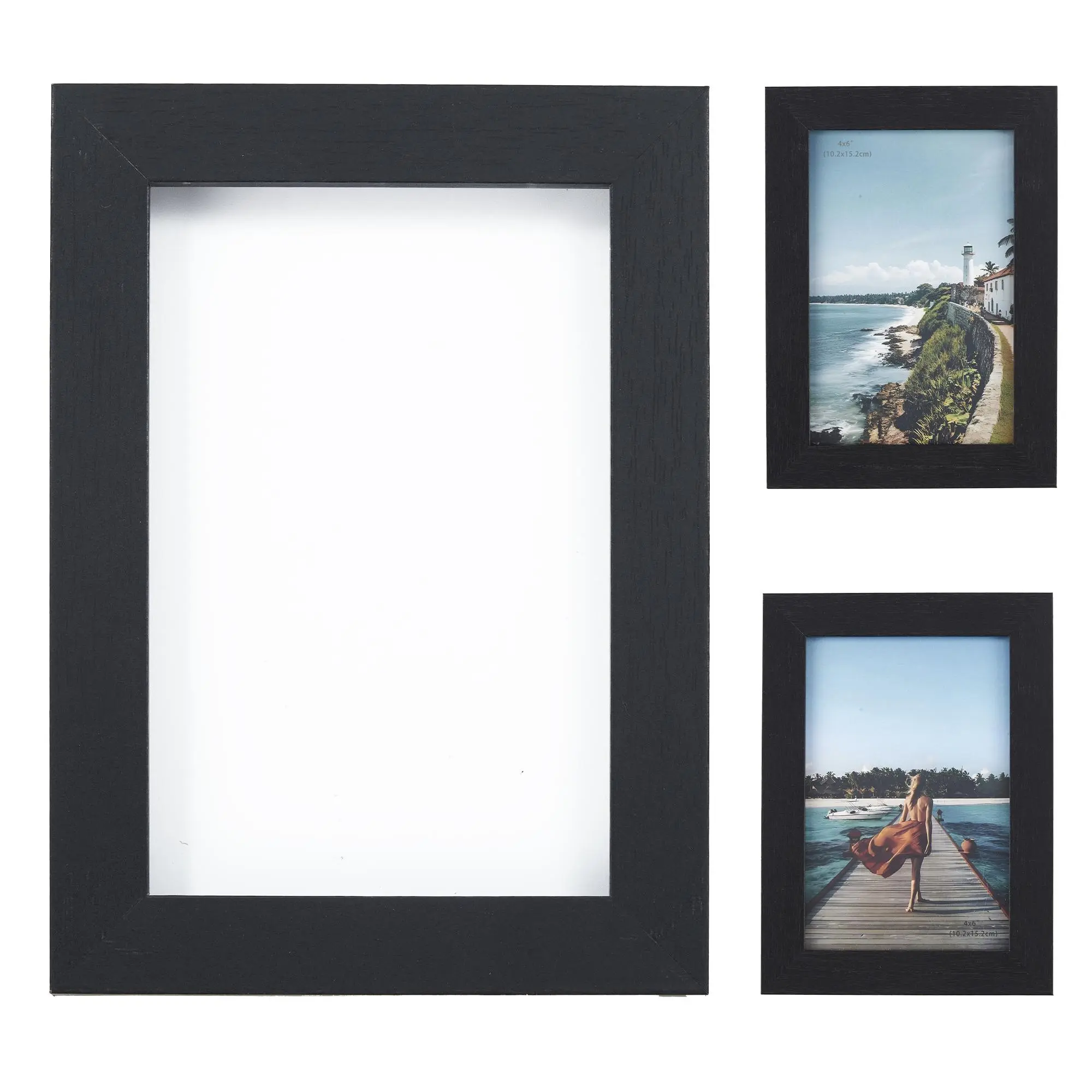 Gallery Wall Collage Picture Frames Set, 4x6 Wall-Mount Frames, MDF/Engineered Wood, High-Clarity Shatter-Resistant Glass, Easy Assembly & Quick Photo Change