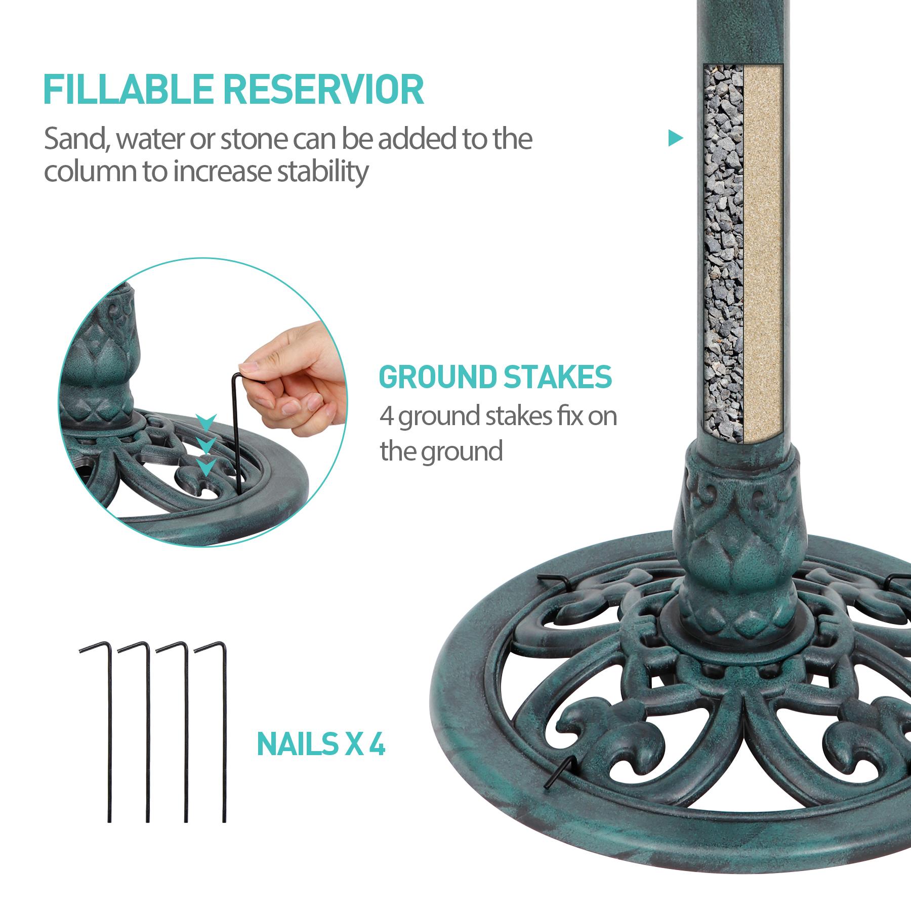 Pet Republic 28-in Vintage Bird Bath Antique Green Birdbath Outdoor Garden Backyard Decor