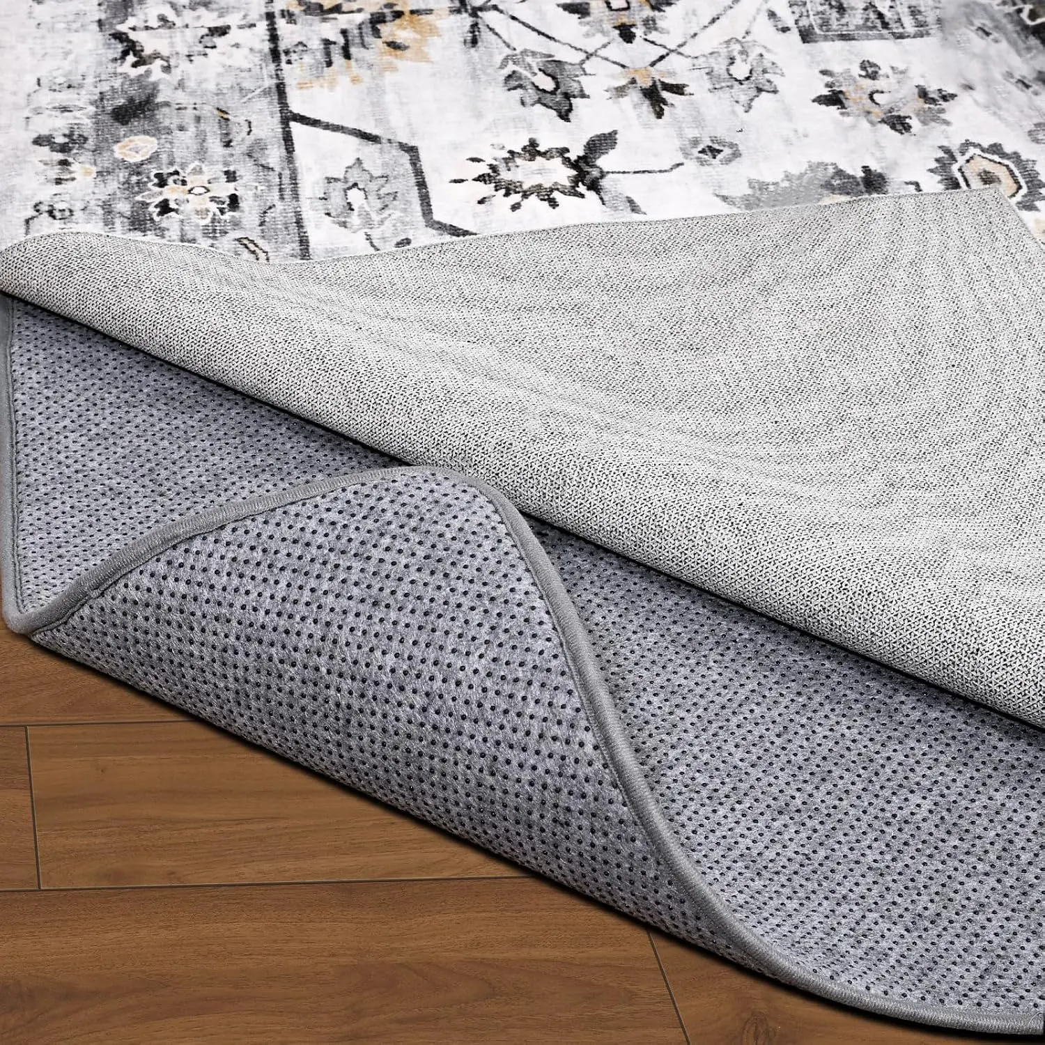 Anti-Slip Foam Felt Rug Pad - 4x6 Ft Extra Thick Stabilizer Underpad for Hard Surfaces & Living Room Use, Prevents Slipping, Wrinkling & Buckling on Hard Floors, Rug Stabilizer