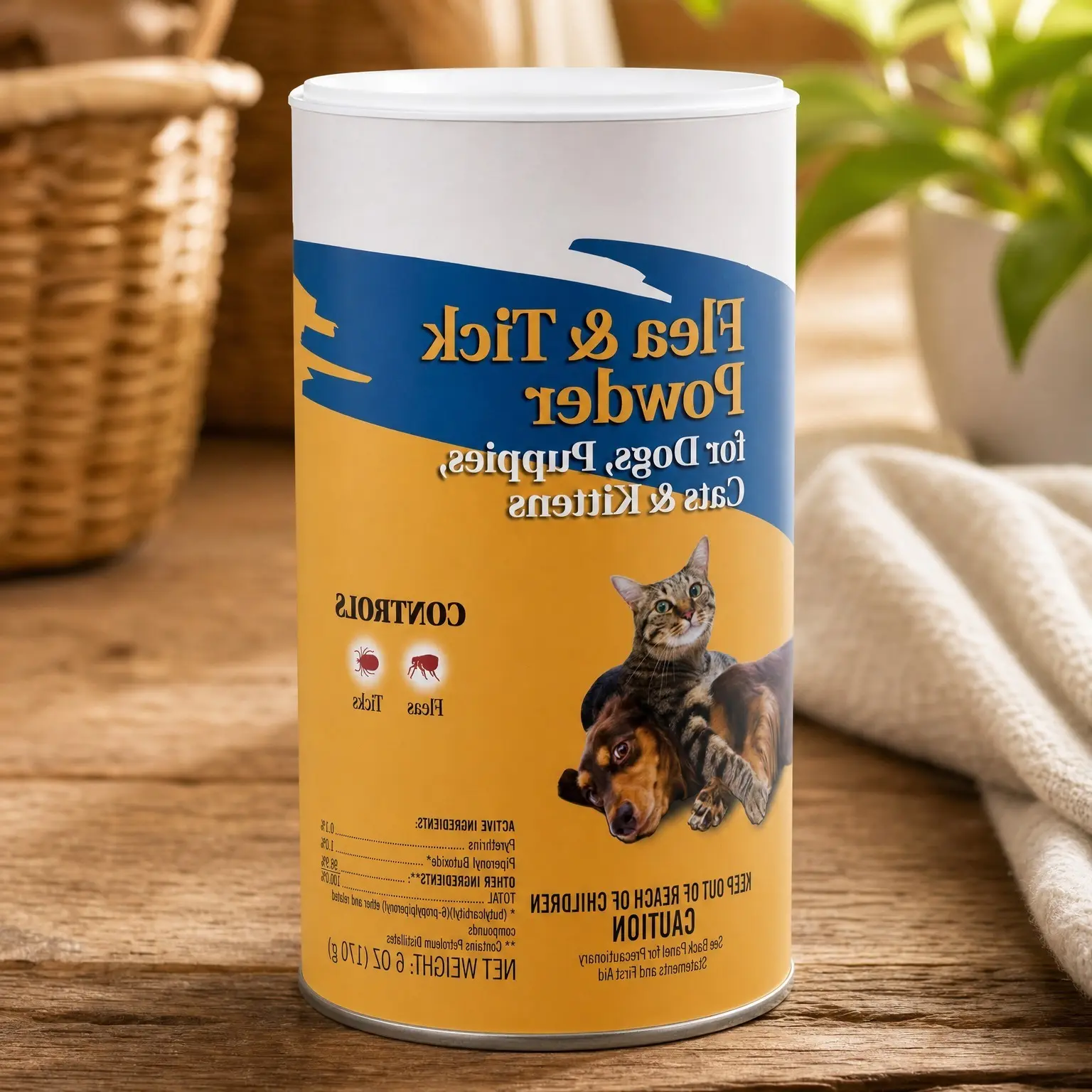 Flea & Tick Powder for Dogs, Puppies, Cats & Kittens, Small Beige | Flea Powder for Dogs and Cats 12 Weeks or Older; Apply Weekly for Continued Flea Killer and Tick ControlGift