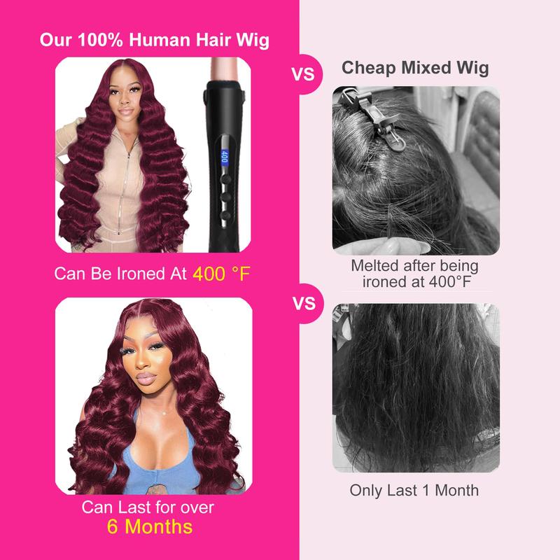 Bling Hair Burgundy 99j Red 13x6 13x4 Body Wave Transparent Hd Lace Front Wigs Human Hair 99j Burgundy Red Wig for Women with Baby Hair 180 Density TikTokShopHolidayHaul