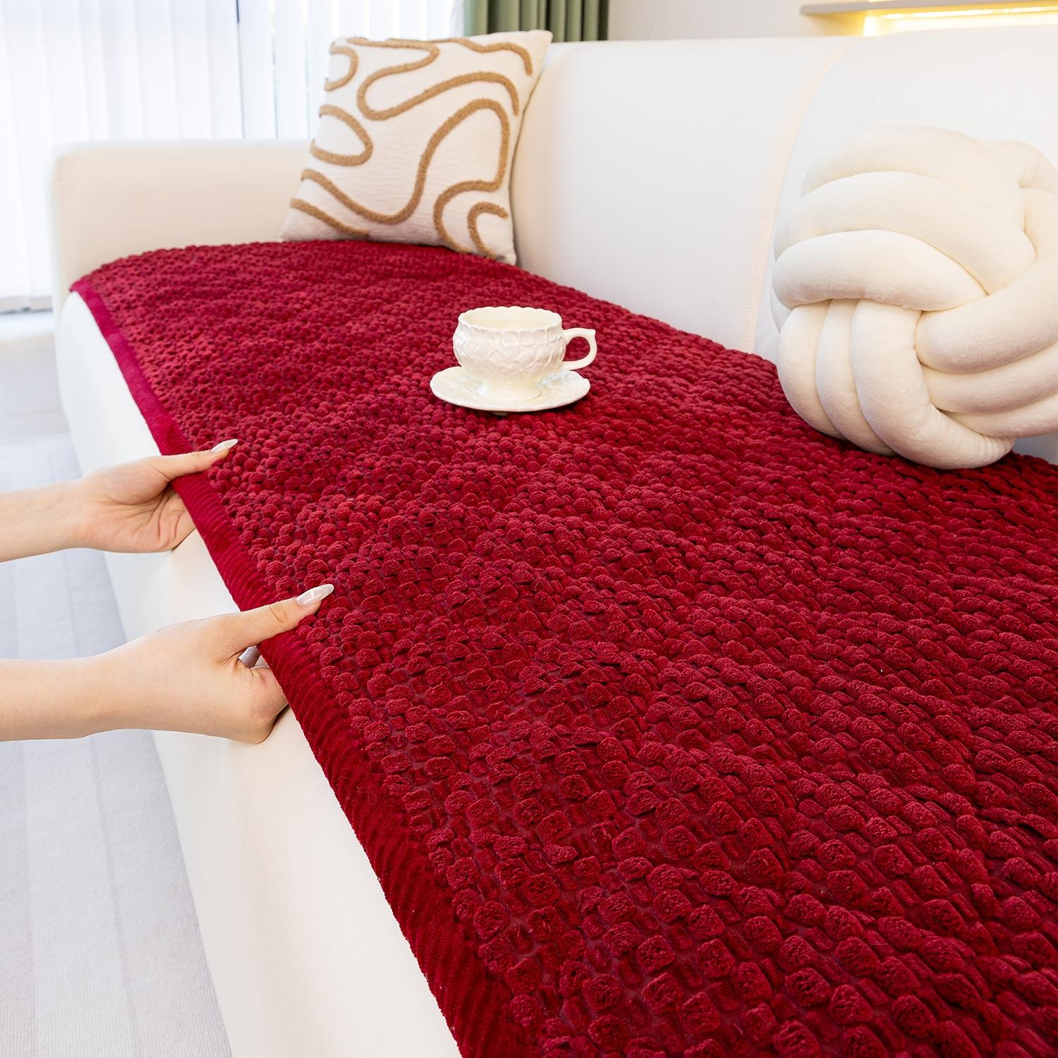 1pc Single Solid Color Bubble Velvet Sofa Pad, Soft Skin-Friendly Material, Pet-Friendly Anti-Slip Design, Machine & Hand Washable, Fits Single to Five-Seater Sofas