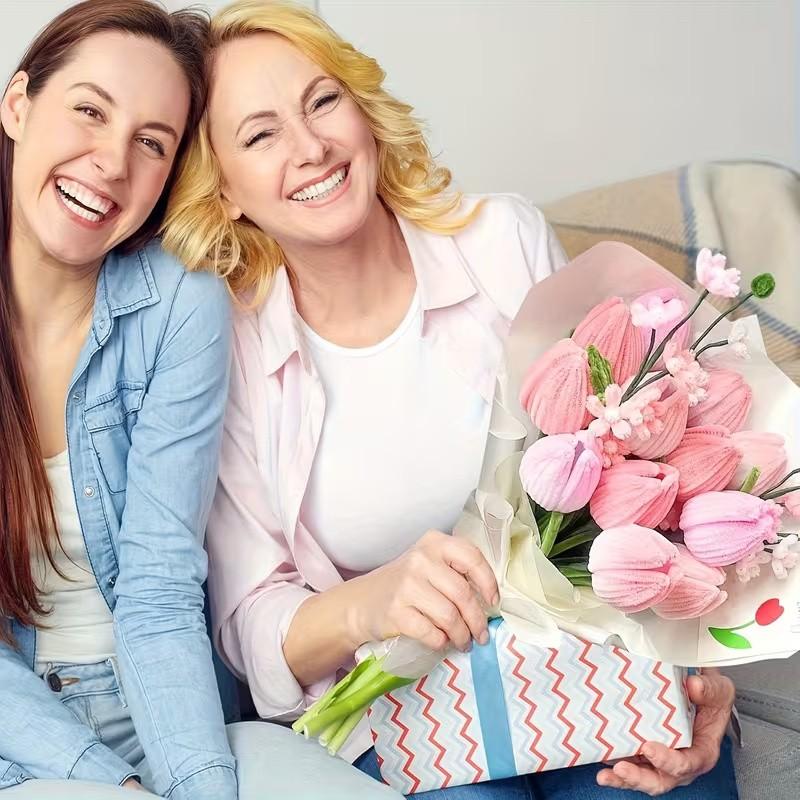 584 Piece Tulip Chenille Stem Set for Arts and Crafts, Colorful Decorative Flowers for Weddings and Festivals, Ideal Gift for Birthdays and Holidays