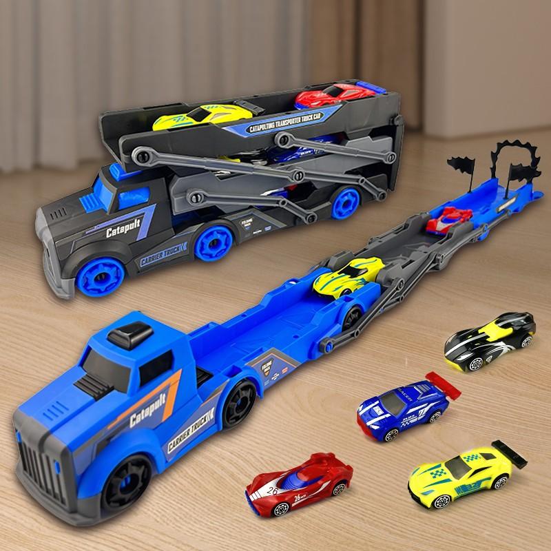 5pcs Deformation Launch Car Set, Foldable Track Vehicle, Storage Cars, Extensible Tracks, Multiple Colors, Boys Toy Gift