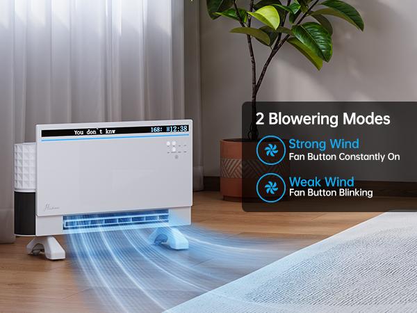 Electric Space Heater for Bedroom 1500W, 120° Vertical Oscillation, Adjustable Thermostat, Remote Control, 24H Timer, Easy-Mount Heater for Indoor Use, Works with Alexa,listen to music Ambient Light，Smart