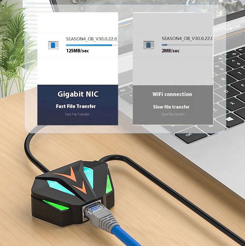 USB/Type-C wired network card to RJ45 network port 100G bandwidth computer external network port expansion converter, high-speed 100 to 1000G wired external RGB external hard drive, free Ethernet card converter