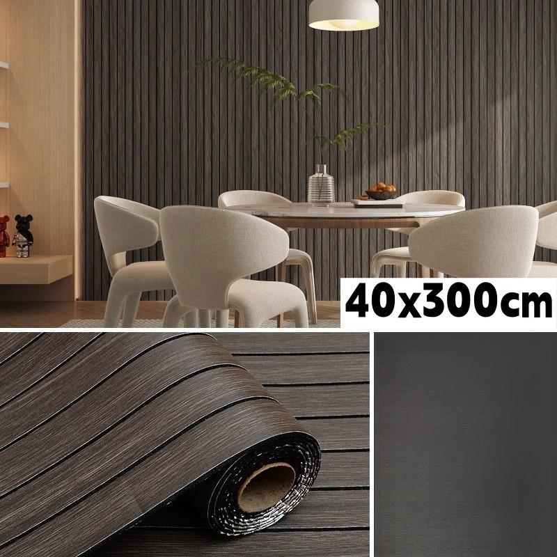 PVC Slat Wall Panel Peel and Stick 40CM"x 300CM" Faux Wood Slat Panel Artificial Oak Wood Grain Self-Adhesive Soundproof 3D Wall Panel for Walls and Ceilings