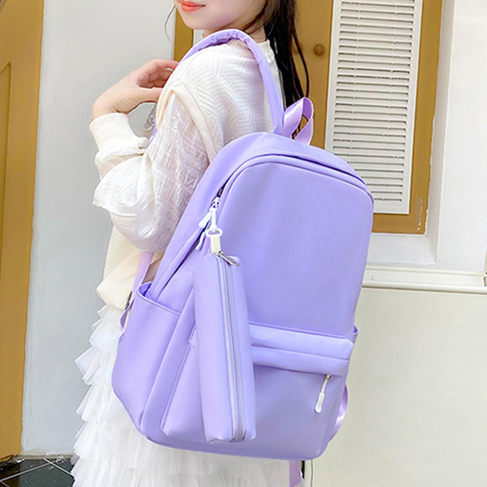 Jesus Letter Pattern Backpack & Pencil Case Set, Large Capacity Commute Backpack, Simple Solid Color with Multiple Colors, Ergonomic Shoulder Straps