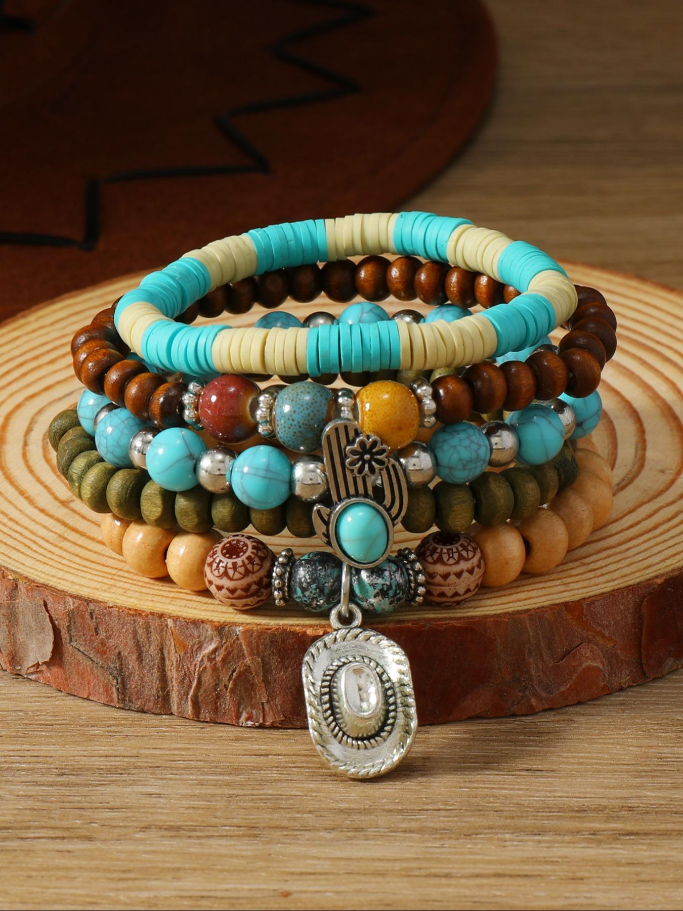 Women's Beaded Elastic String Bracelet Set, Multicolor Stackable Handwear for Daily Wear, Friendship Gift Idea, New Year Present