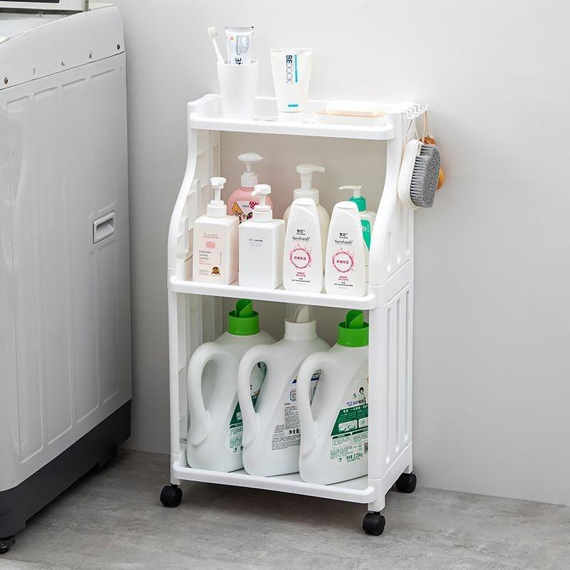 1 Pack Bathroom Floor Storage Rack with Wheels, Heavy Duty Rolling Storage Cart, Space-Saving Bathroom Shelf Unit, No Assembly Required, for Bathroom, Kitchen, Laundry Room, Lightweight Shelf Ideal for Small Spaces