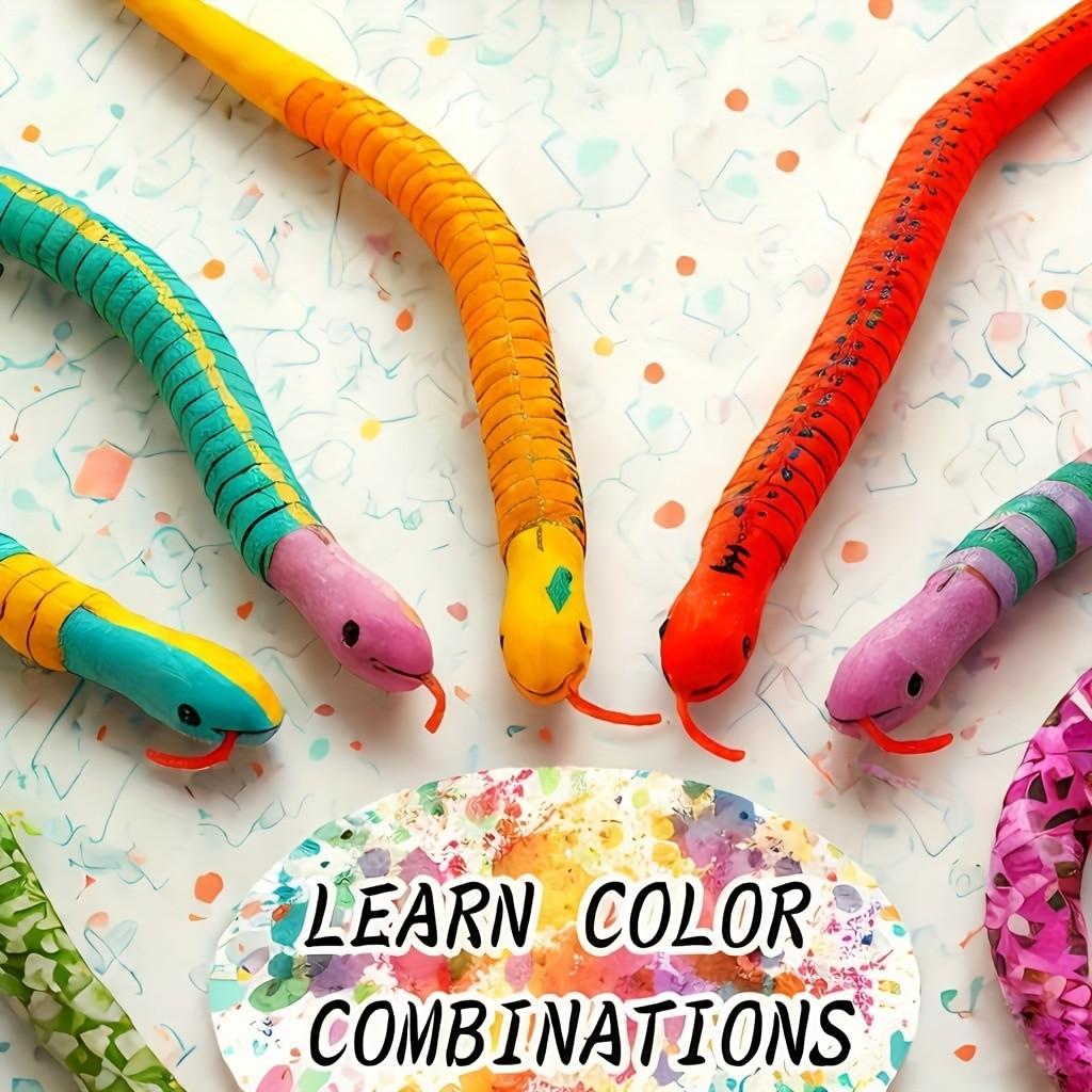 10 piece set of unfinished wooden snake models: 11.81 inches, 12 colors, 2 brushes, flexible activity simulation, animal decoration, fake snake, suitable for party decoration