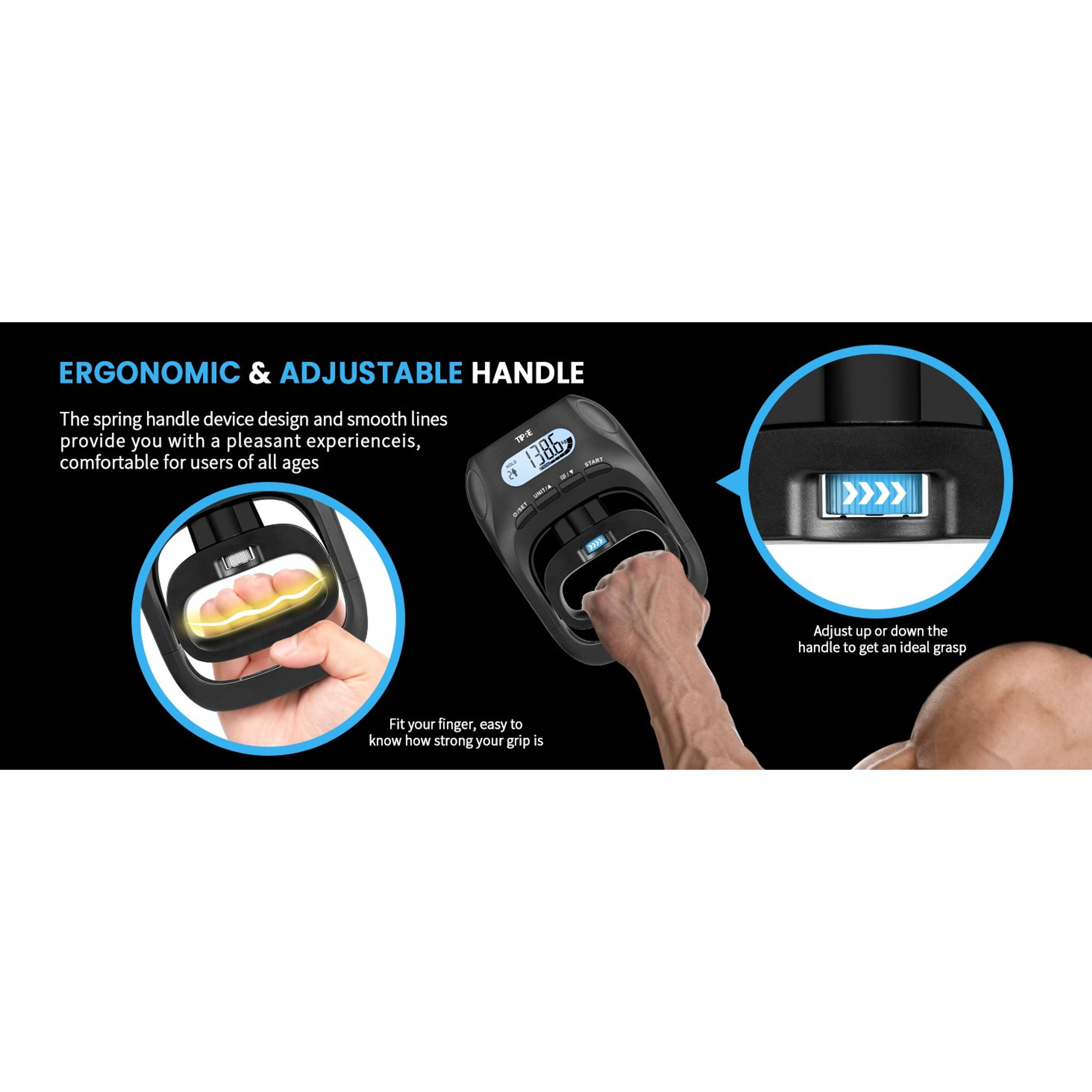 396lbs/180kg Digital Hand Grip Strength Tester Dynamometer with LCD Display, Adjustable Grip Training Gauge for Sports Home School UseGift