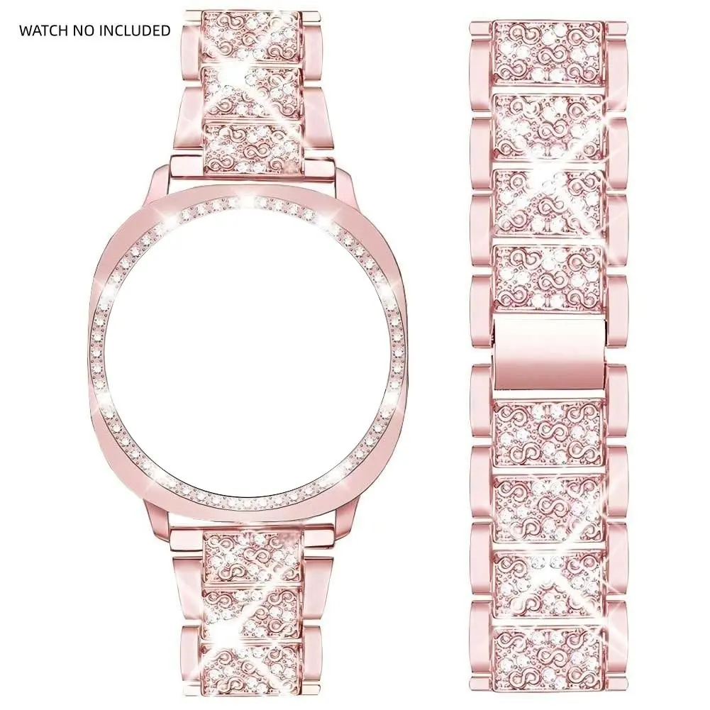 Compatible with Samsung Galaxy Watch 8/7/6 Bands 40mm/44mm, 20mm Bling Metal Bands with Bling Protective Cover Case for Women, Shiny Watch Replacement Strap for Daily Wear Wearable Accessories Watch Straps Smartwatch Accessories