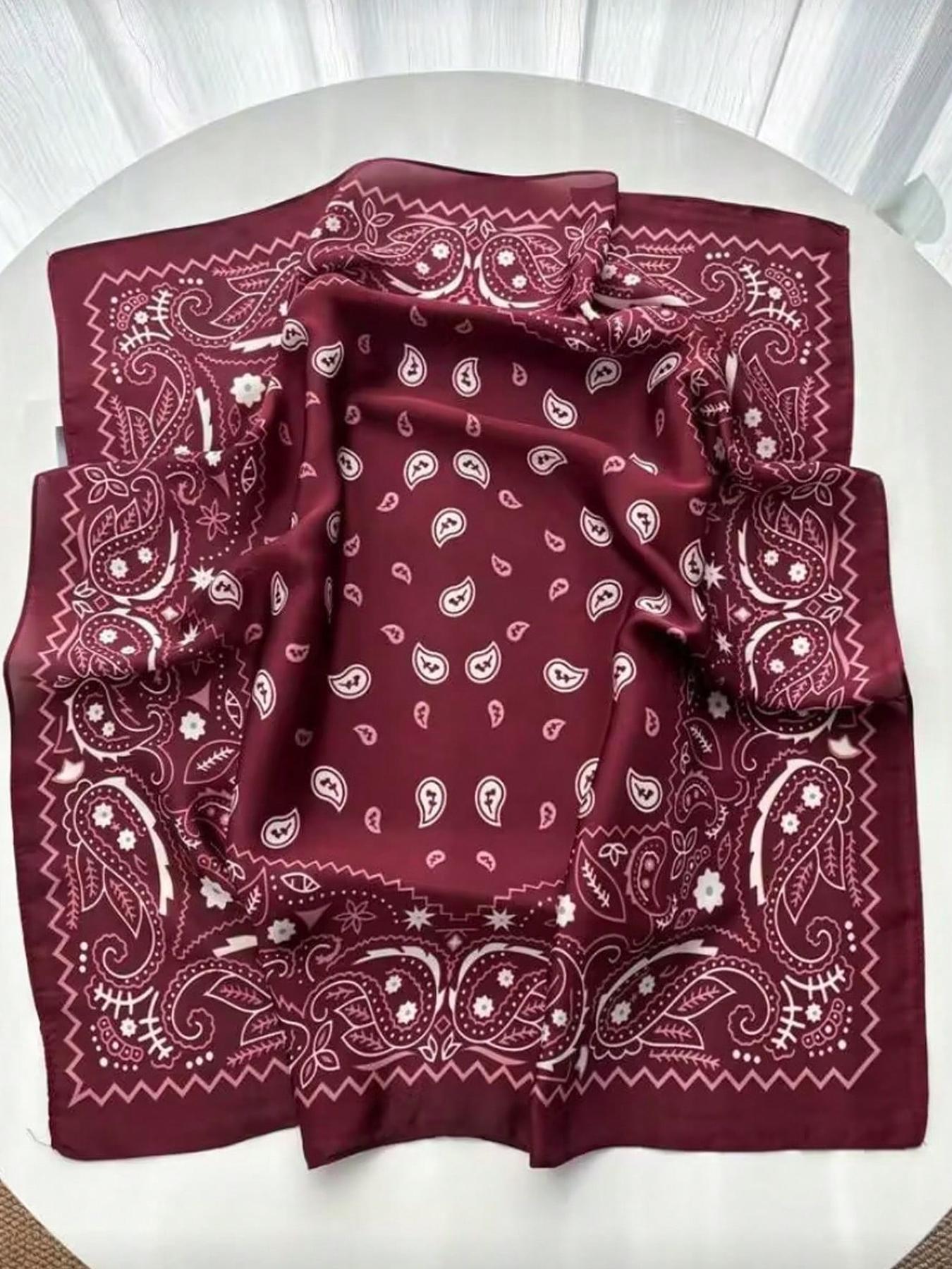 Luxury Square Scarf For Women Ladies Paceley Hijab 70*70cm Elegant Neckerchief Bandanas Soft Stain Faux Silk Scarves Shawl Warps Paisley Print Scarf Fashion Shawl Wrap